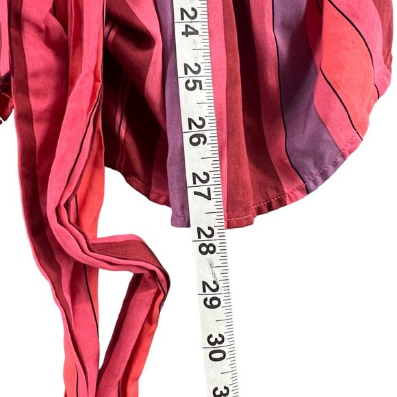 Free People Mackenzie Shirt Womens S Red Pink Striped Sleeveless Wrap Button Top - Picture 9 of 16